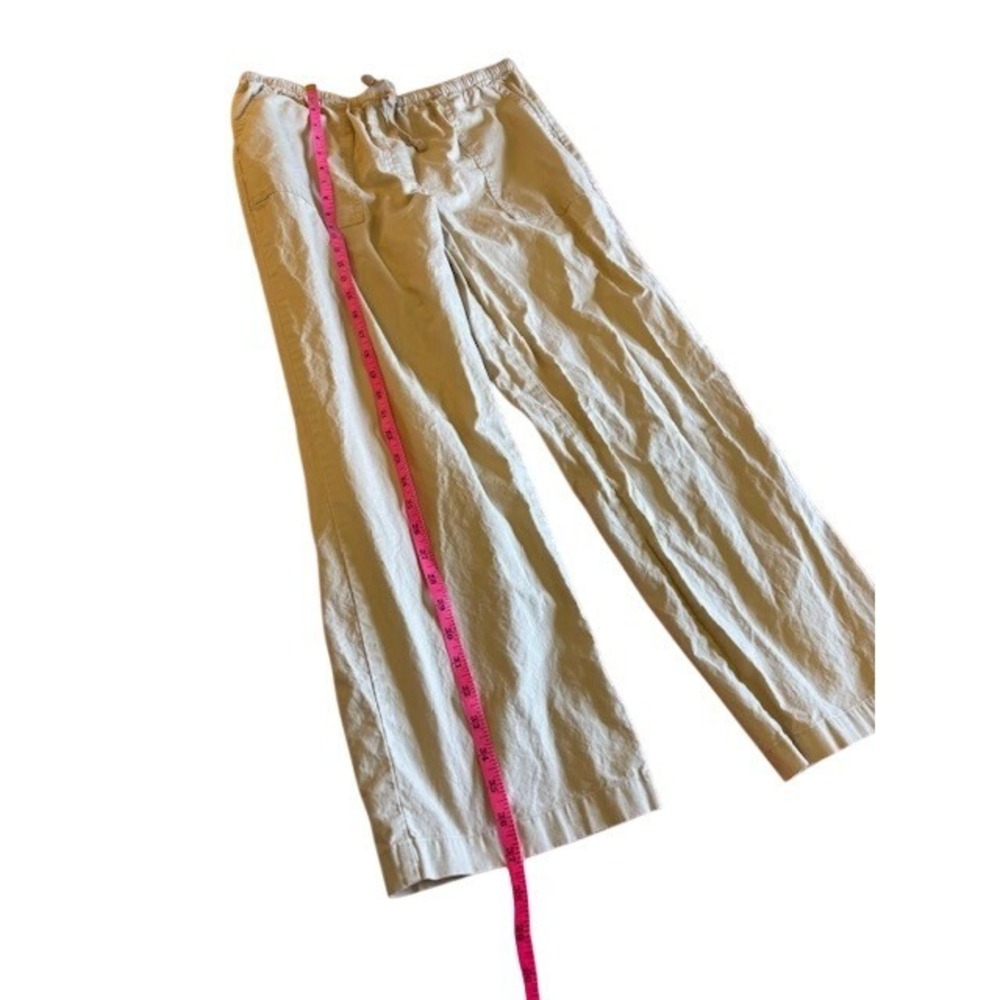 LL Bean Classic Fit Khaki Tan Drawstring Elastic Waist Pants Women's M Petite - Picture 7 of 8